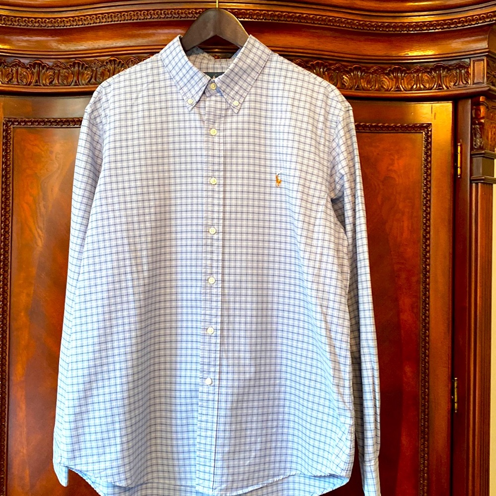 Polo by Ralph Lauren button down shirt. Size XL. Color blue.